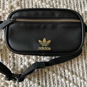 Adidas black and gold belt bag